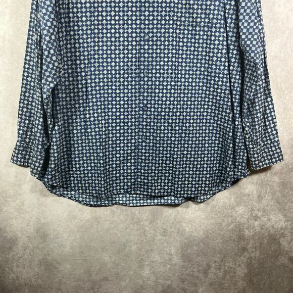Vintage Chaps Ralph Lauren Shirt Mens 2XLT Blue Geometric Button Up Long Sleeves - Picture 3 of 8